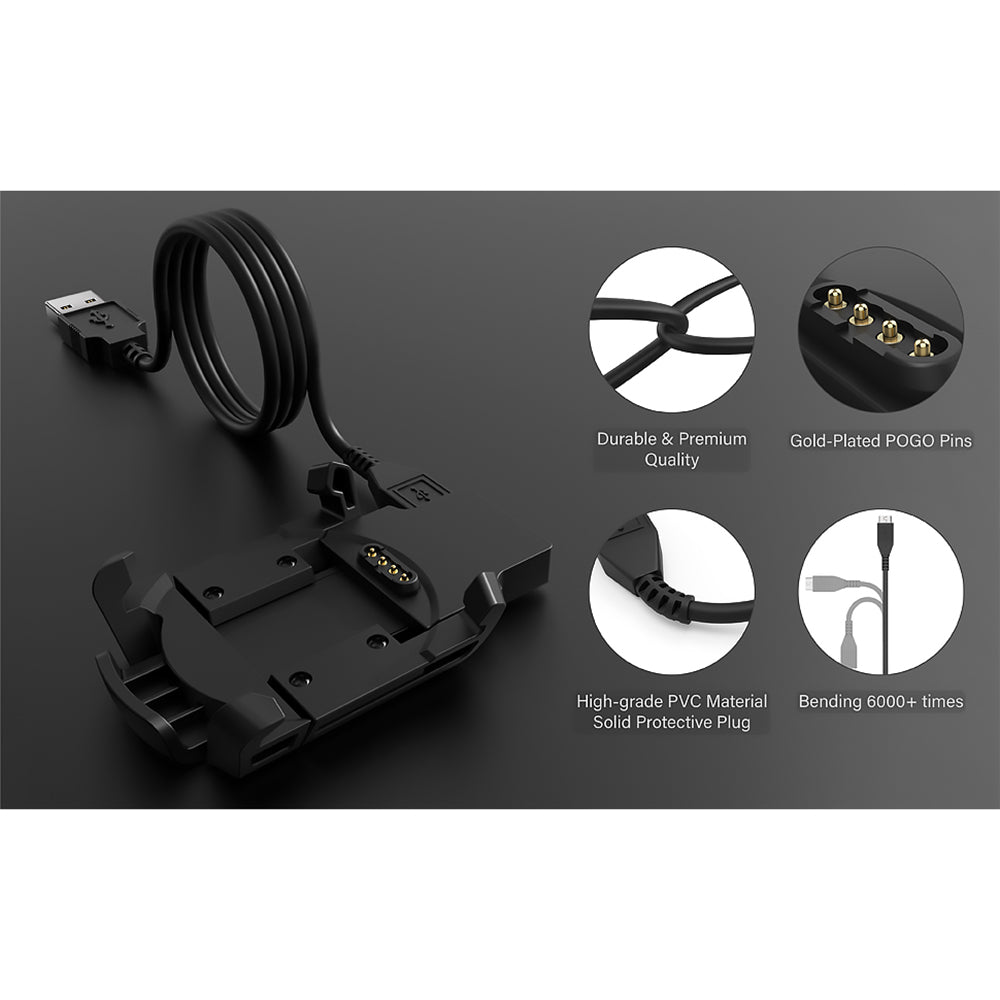 Ladekabel Techsuit TGC5 für Garmin Fenix 3 Sapphire / 3 HR / 3, USB-A, Schwarz