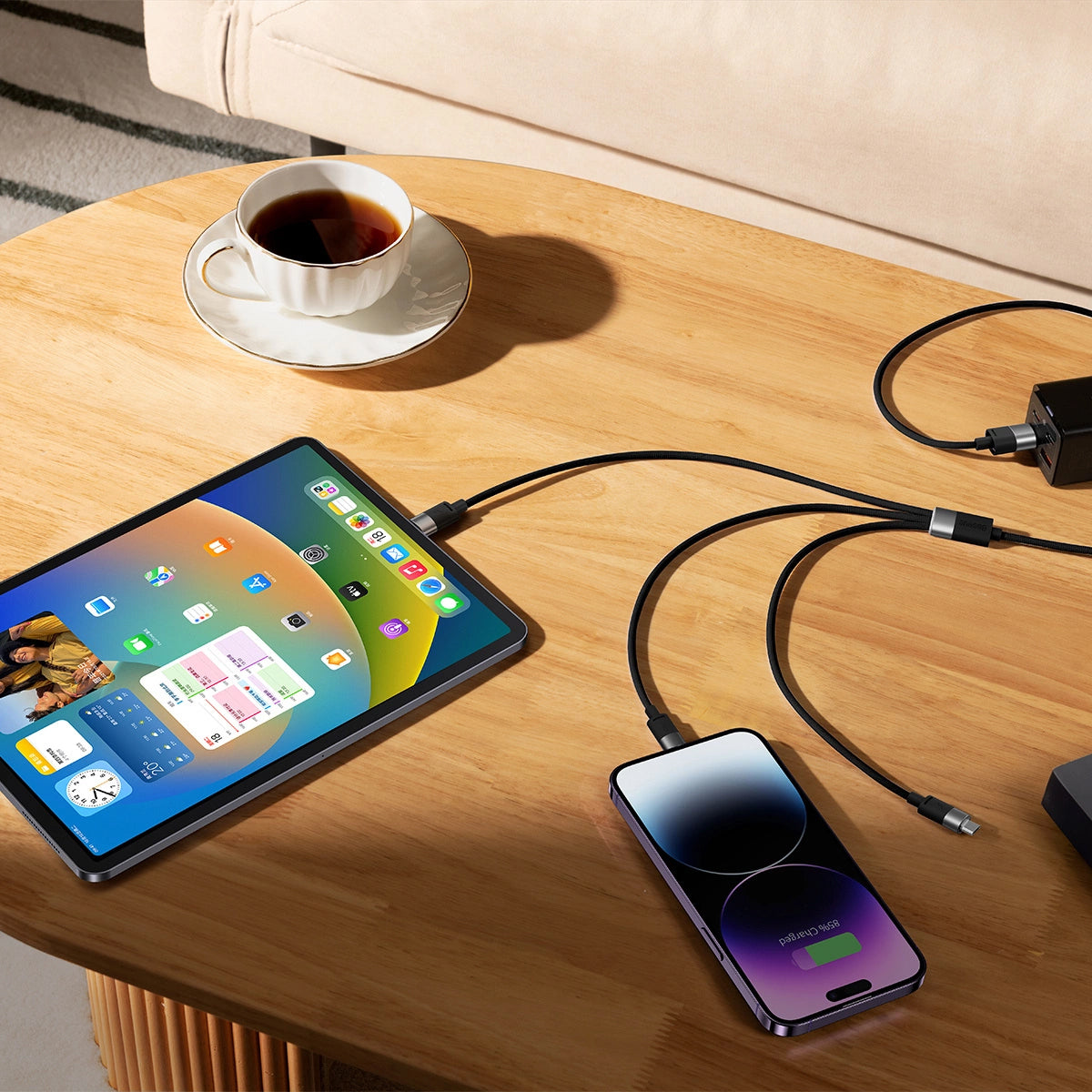 USB-A Charging Cable - Lightning / microUSB / USB-C Baseus StarSpeed 3in1, 20W, 1.2m, Black CAXS000001