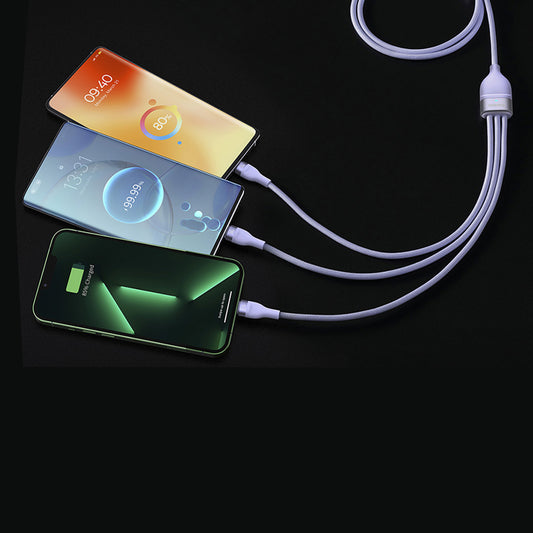 USB-A - Lightning / microUSB / USB-C Baseus Flash Series II 3in1 oplaadkabel, 66W, 1.2m, Paars CASS040005