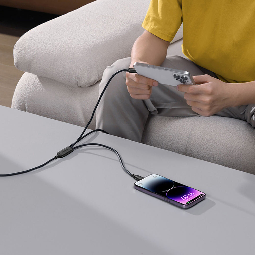 USB-A - Lightning / microUSB / USB-C Baseus Silky 3in1 Oplaadkabel, 100W, 1.5m, Zwart P10377705123-00