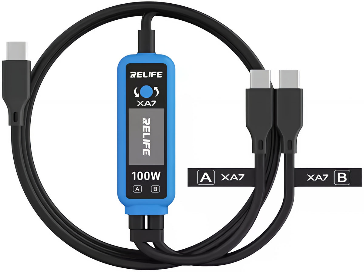 USB-C Oplaadkabel - 2 x USB-C Relife XA7 Display, 100W, 1,33m, Zwart