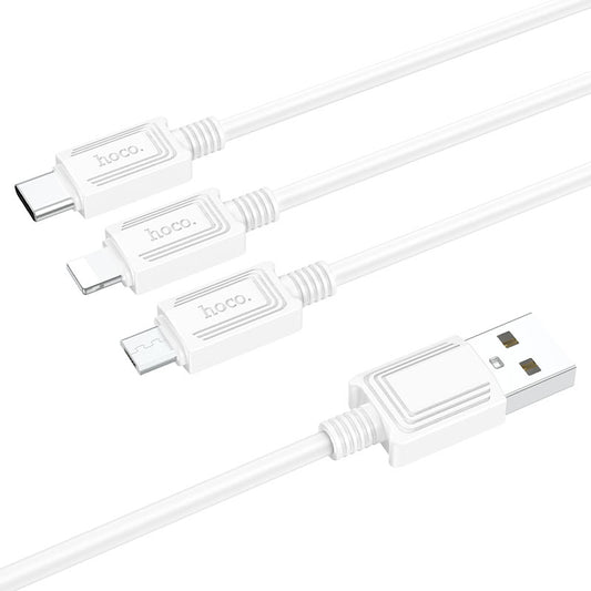 Ladekabel USB-A - Lightning / microUSB / USB-C HOCO X74 3in1, 18W, 1m, Weiß