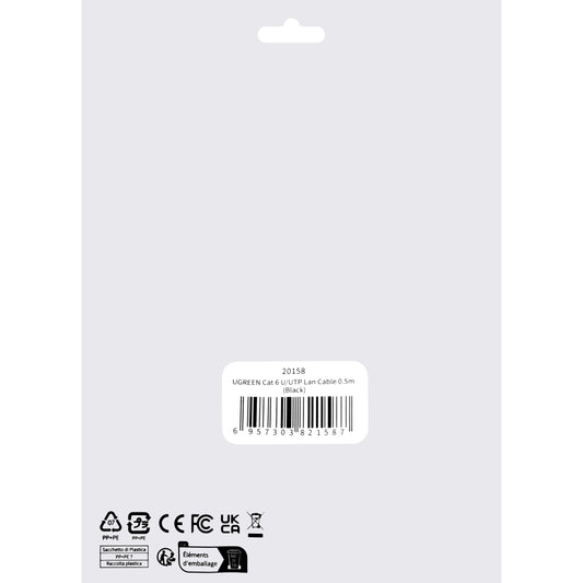 Câble réseau UGREEN NW102, UTP, Cat6, 0.5m, Noir