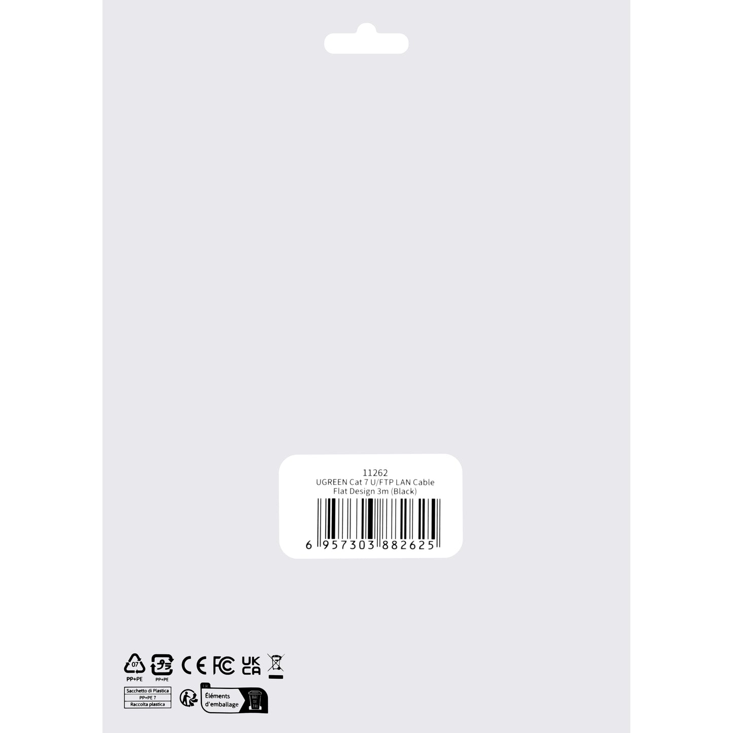 Netwerkkabel UGREEN NW106 Flat, UTP, Cat7, 3m, Zwart