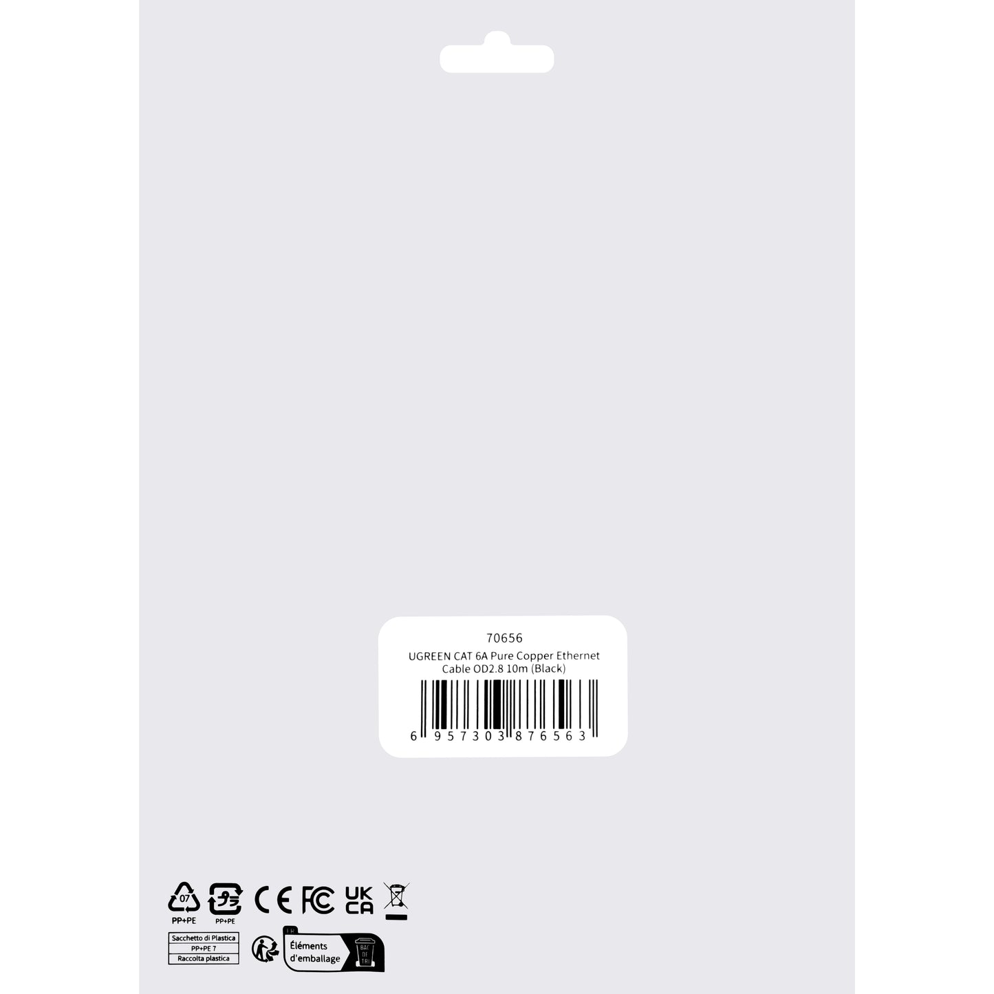 Netwerkkabel UGREEN NW122, UTP, Cat6A, 10m, Zwart