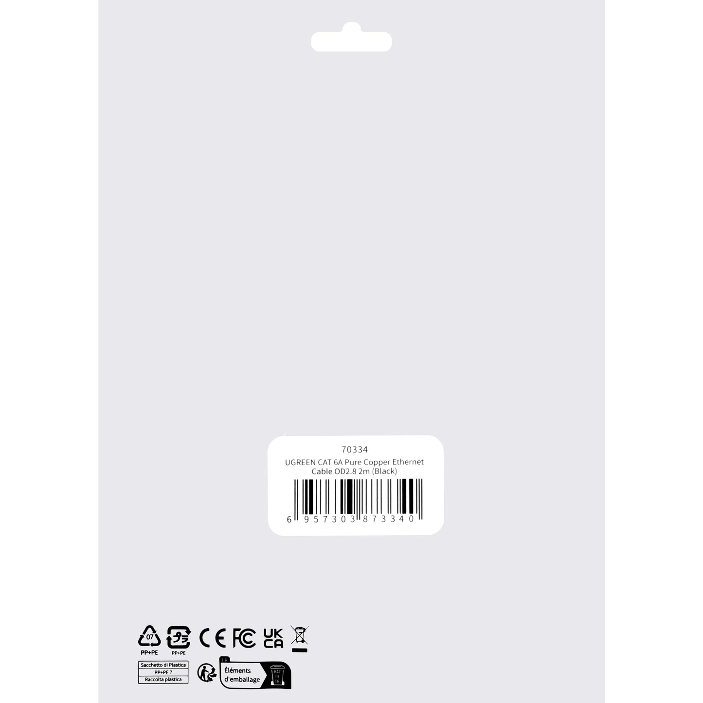 Netwerkkabel UGREEN NW122, UTP, Cat6A, 2m, Zwart