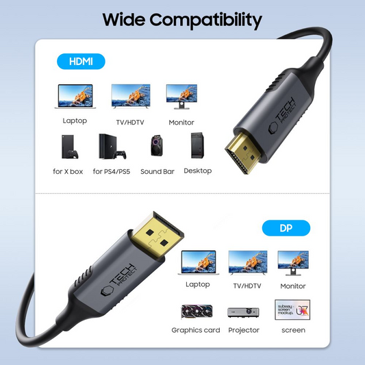 Tech-Protect Ultraboost Videokabel, DisplayPort - HDMI, 4K, 2m, Schwarz