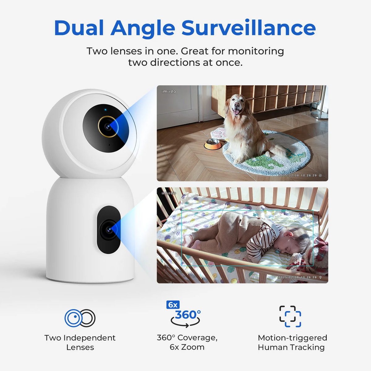 Caméra de surveillance iMILAB C30 Dual, Wi-Fi, 3K, intérieur CMSXJ111A