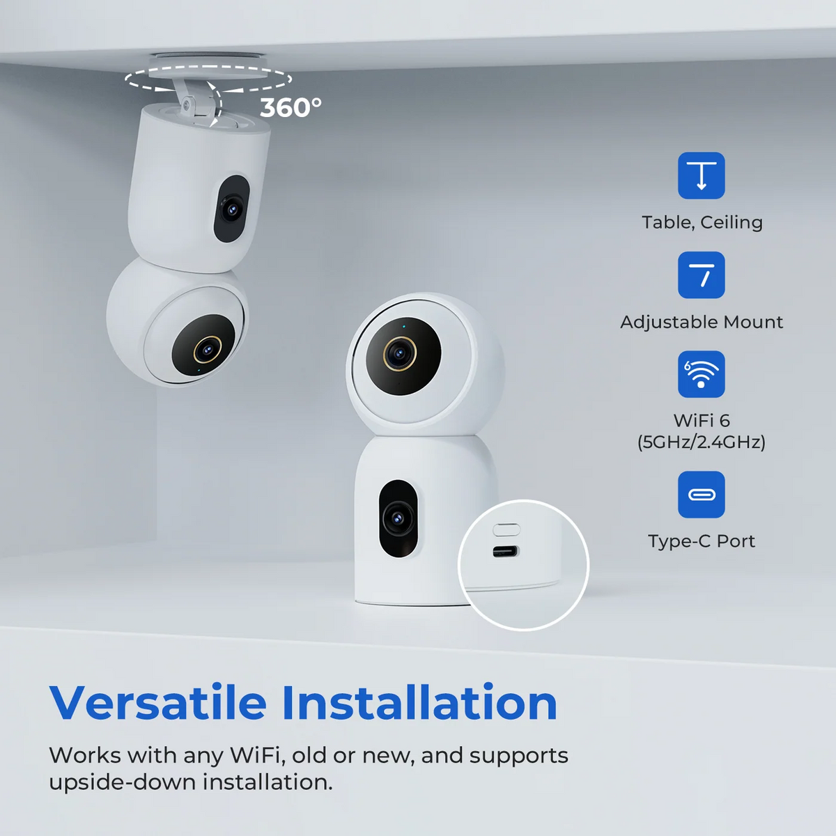 Caméra de surveillance iMILAB C30 Dual, Wi-Fi, 3K, intérieur CMSXJ111A
