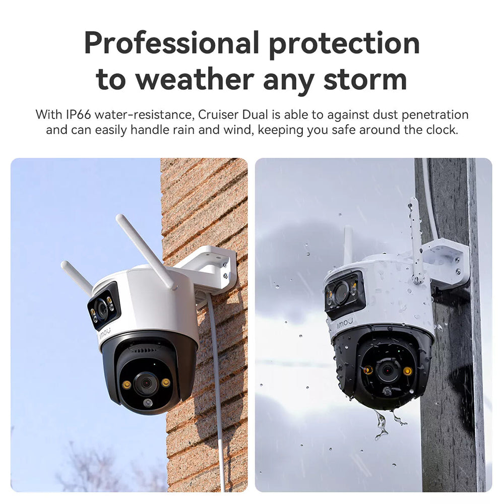 Caméra de Surveillance Imou Cruiser Dual, Wi-Fi, 2.8K + 2.8K, IP66, Extérieur, Blanche IPC-S7XP-10M0WED-0360B