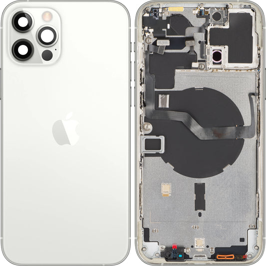 Apple iPhone 12 Pro Max batterijdeksel, met tussenbehuizing, zilver, verwisselbaar