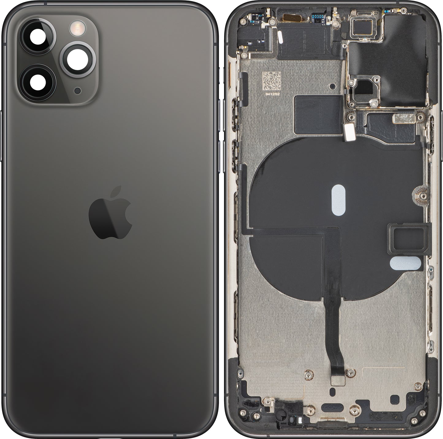 Apple iPhone 11 Pro Batteriefachabdeckung, mit halbem Gehäuse, schwarz (mattes Spacegrau), Swap (Klasse B)