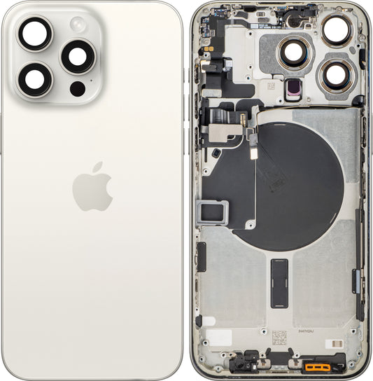Batterijdeksel Apple iPhone 15 Pro Max, Met Middenbehuizing, Wit (White Titanium), Swap