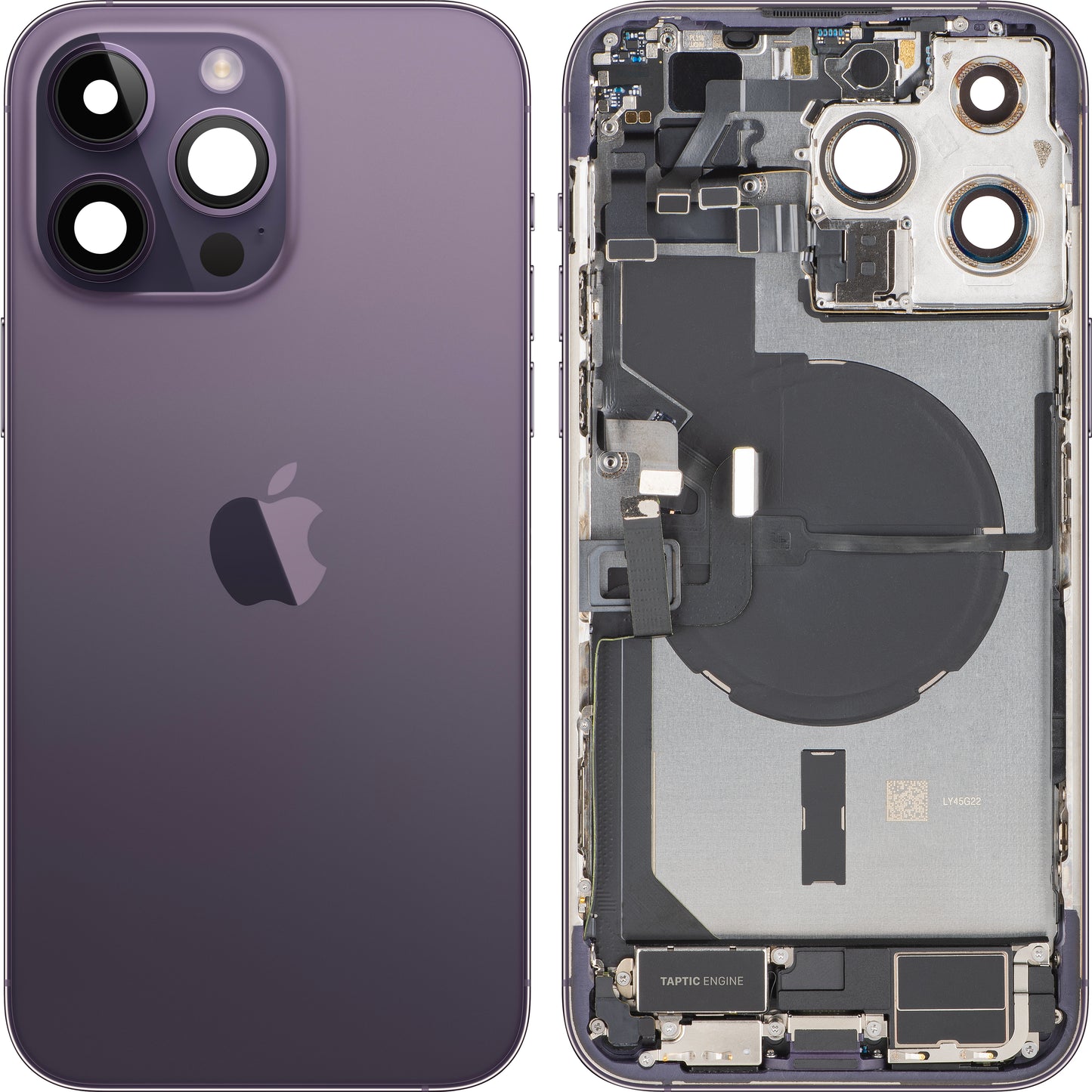 Apple iPhone 14 Pro Max Akkudeckel, mit Mittelgehäuse, Vollständige Teile, Lila (Deep Purple), Swap