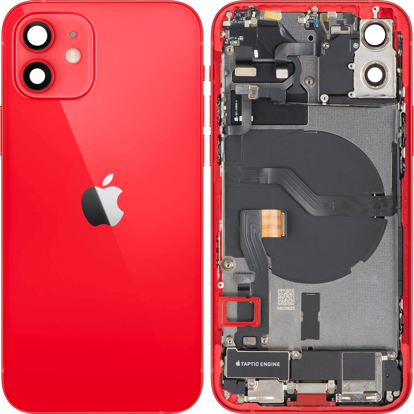 Couvercle de batterie Apple iPhone 12, avec boîtier intermédiaire, pièces complètes, rouge, échange