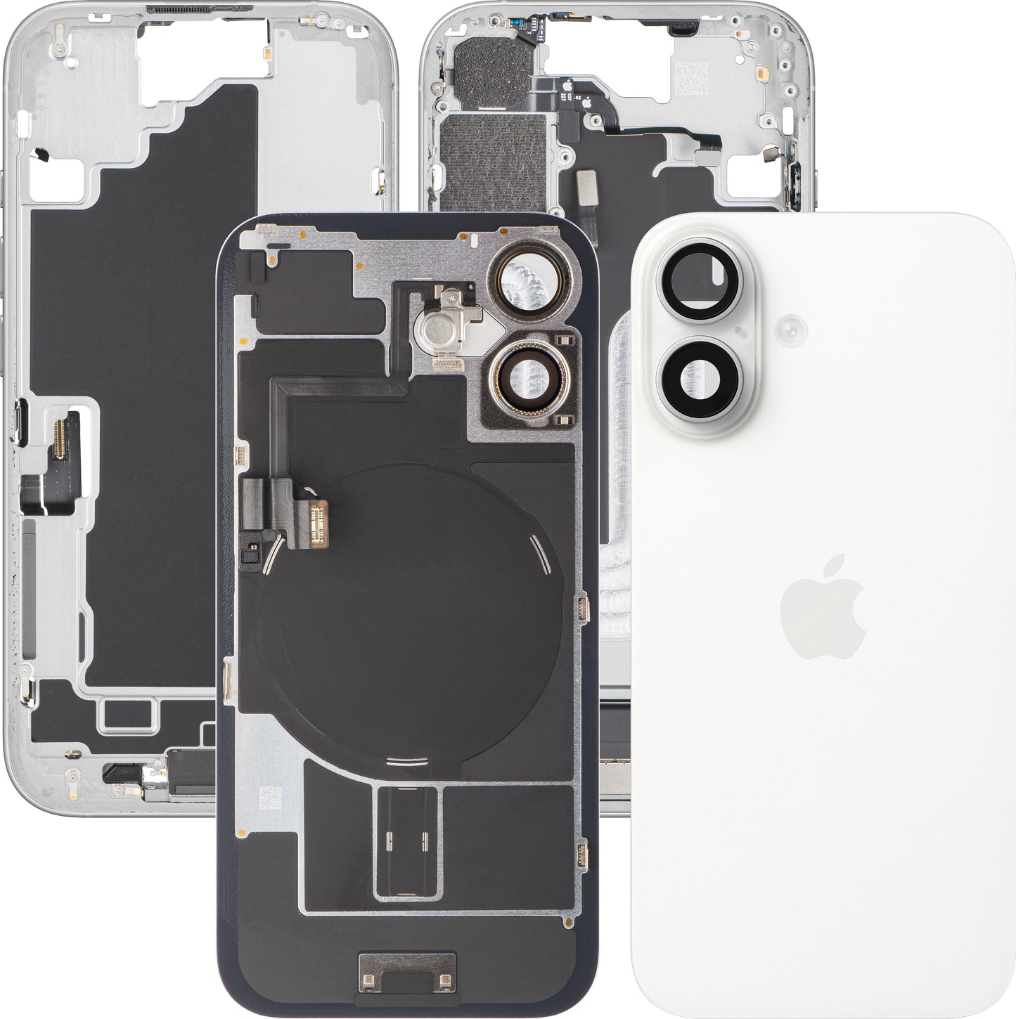 Couvercle de batterie Apple iPhone 16, avec boîtier intermédiaire, pièces complètes, blanc, échange