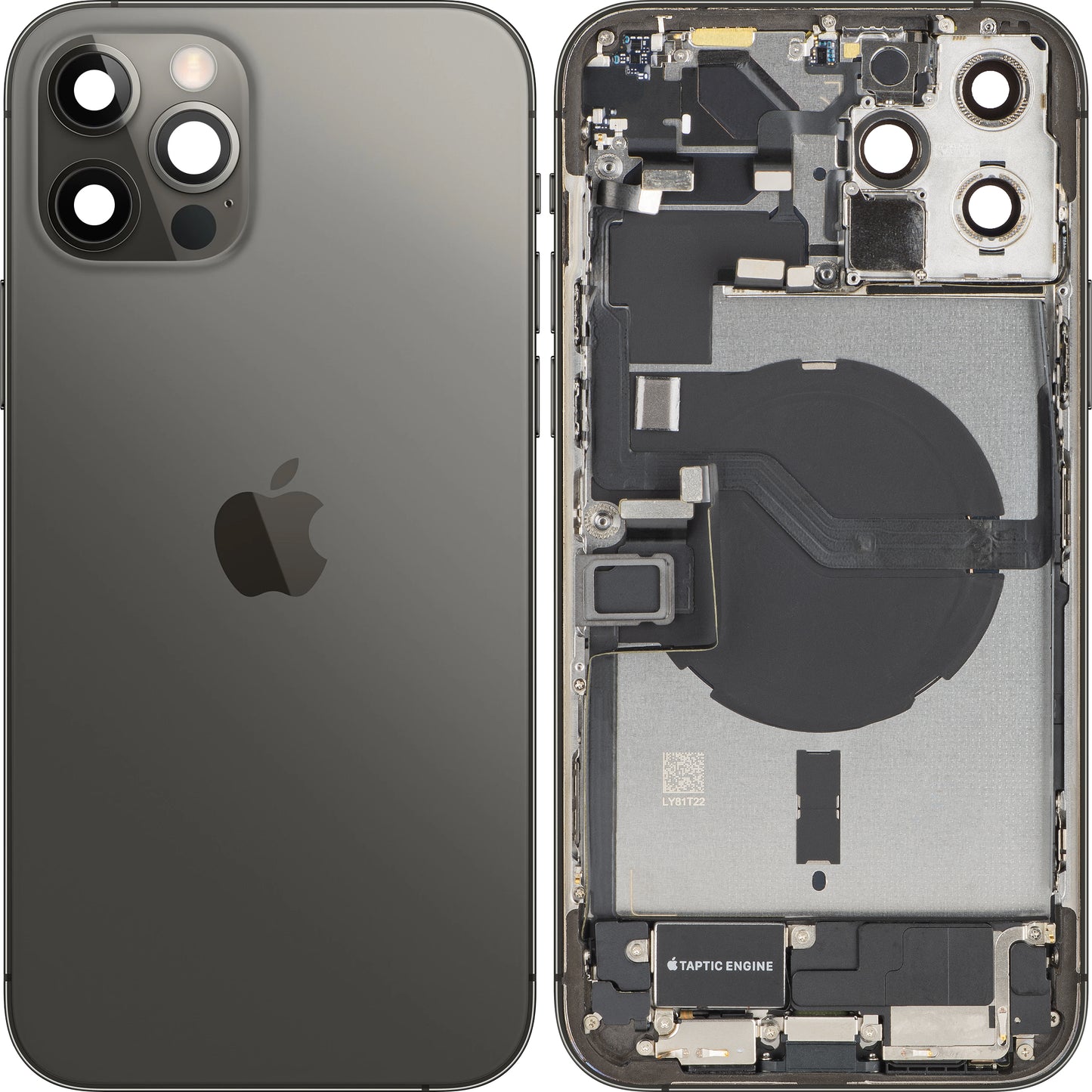 Batterijdeksel Apple iPhone 12 Pro Max, Met Middenbehuizing, Volledige Onderdelen, Grijs (Graphite), Swap