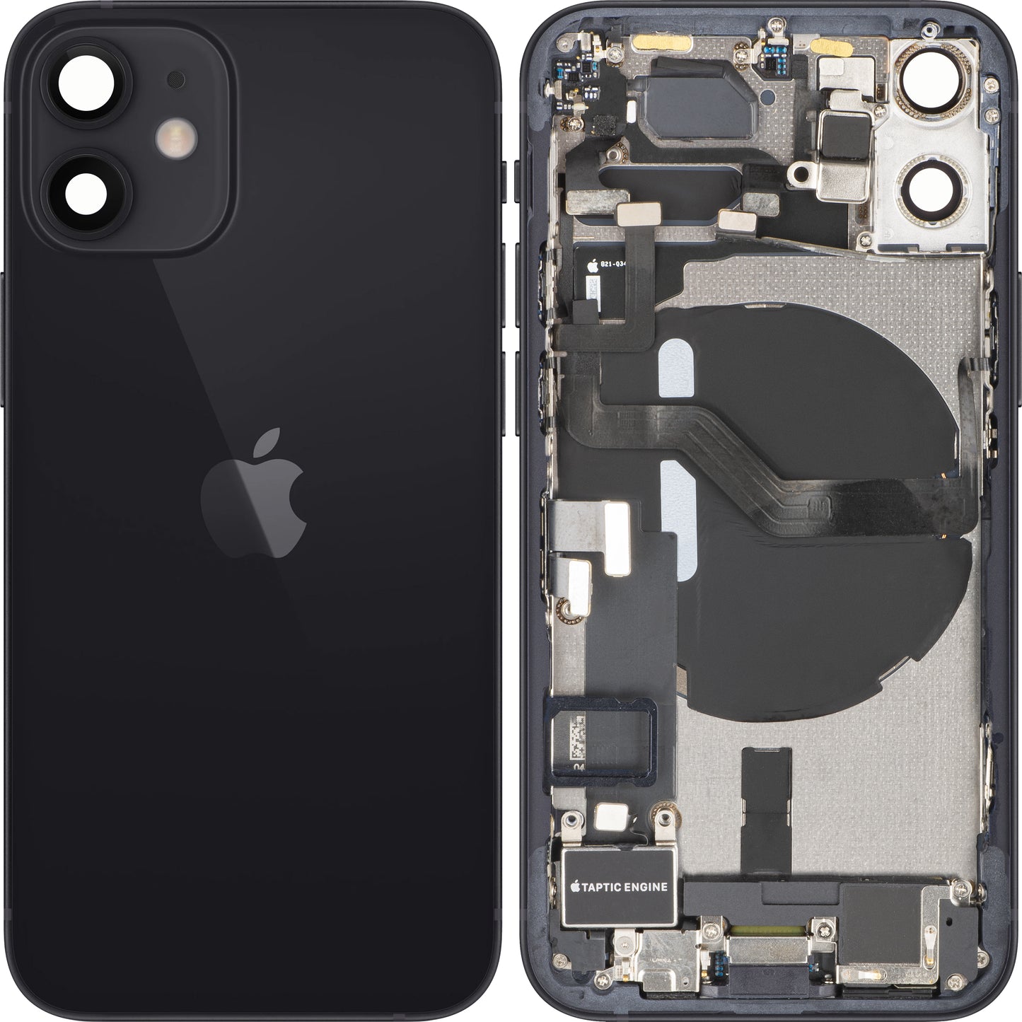 Batterijdeksel Apple iPhone 12 mini, Met Middenbehuizing, Volledige Onderdelen, Zwart, Swap
