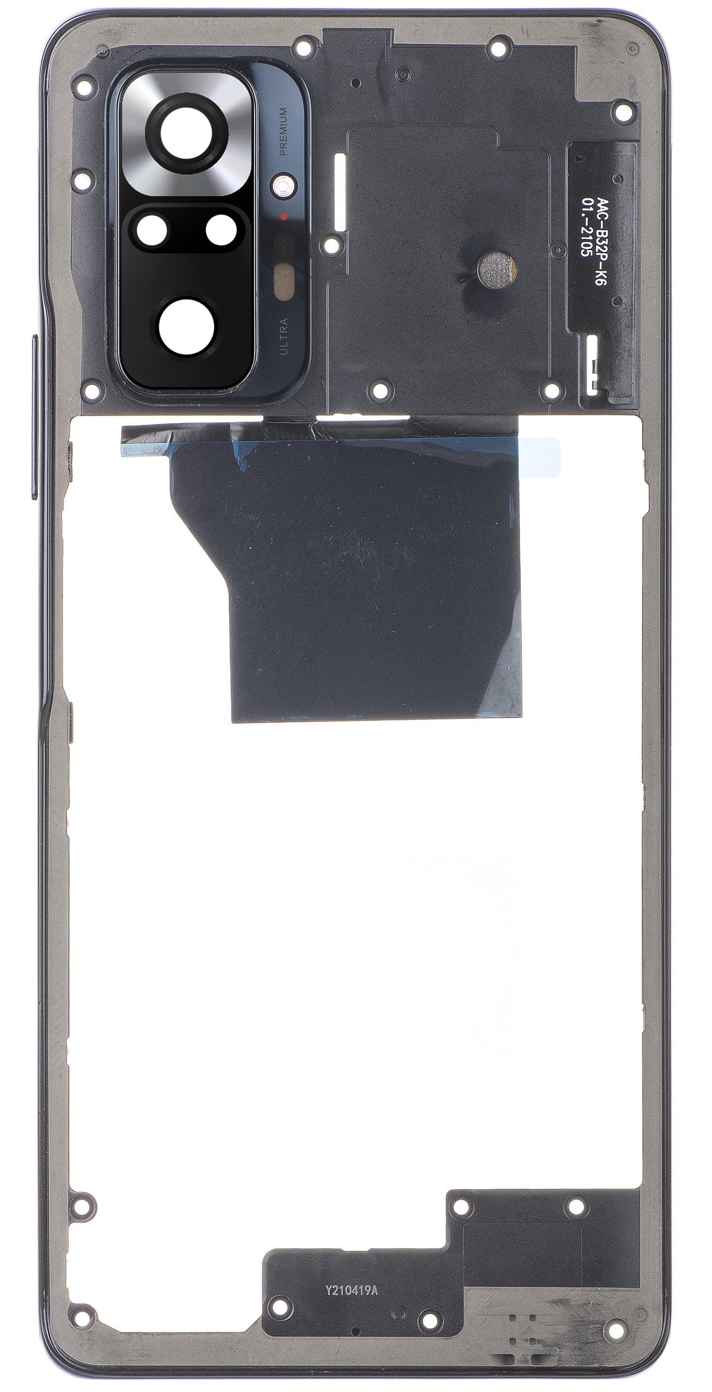 Mittelgehäuse - Rückkamera-Glas Xiaomi Redmi Note 10 Pro, Grau