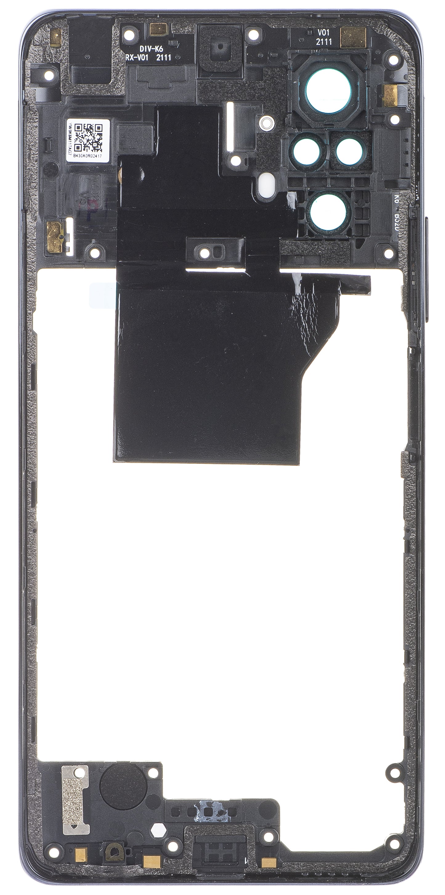 Mittelgehäuse - Rückkamera-Glas Xiaomi Redmi Note 10 Pro, Grau