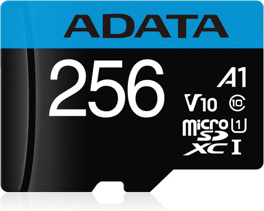 microSDXC Geheugenkaart Adata Premier, 256Gb, Klasse 10 / UHS-1 U1, Met Adapter AUSDX256GUICL10A1-RA1