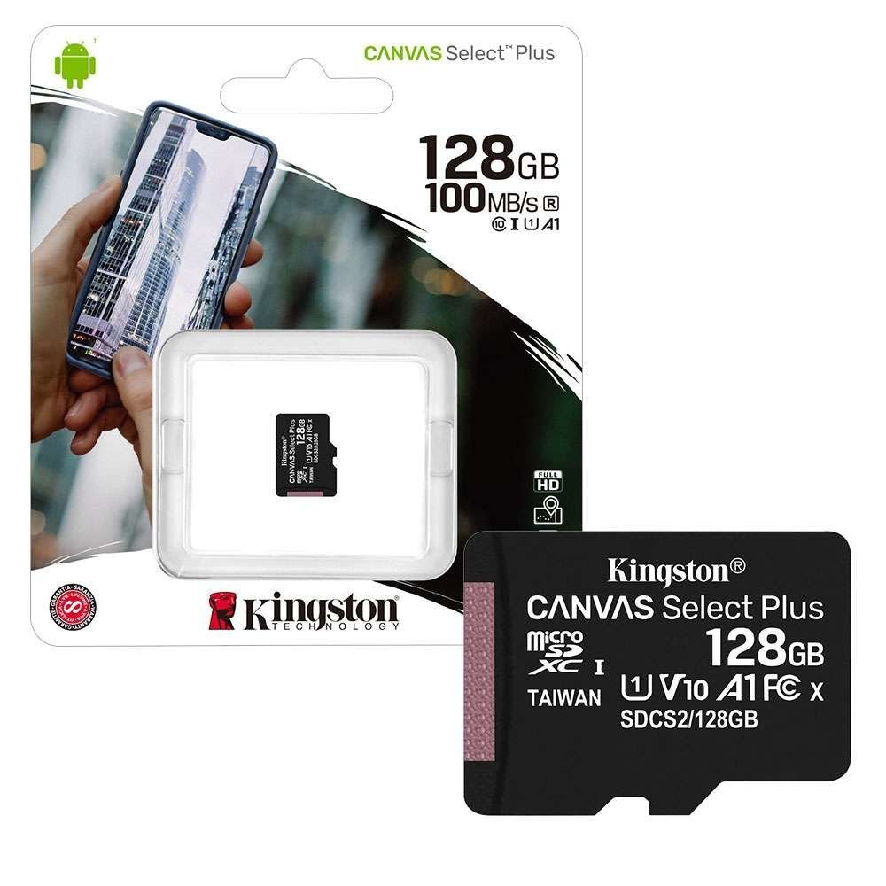 Carte Mémoire microSDXC Kingston Canvas Select Plus Android A1, 128Go, Classe 10 / UHS-1 U1 SDCS2/128GBSP