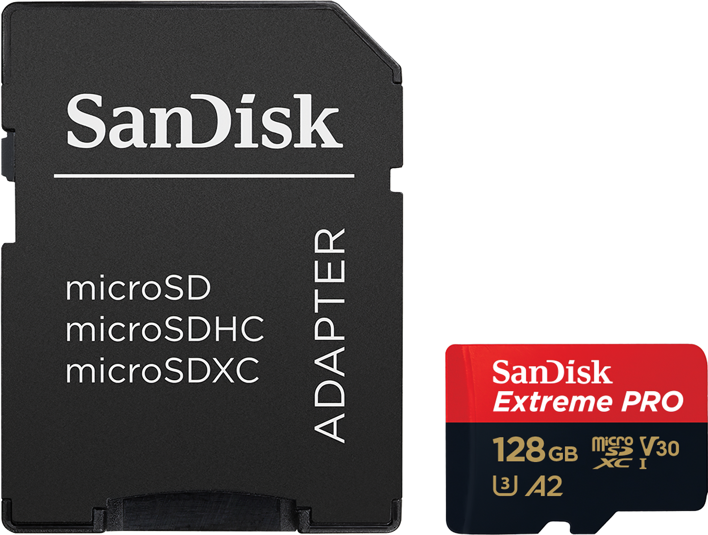 Geheugenkaart microSDXC SanDisk Extreme Pro, 128Gb, Klasse 10 / UHS-1 U3, Met Adapter SDSQXCD-128G-GN6MA