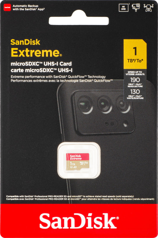 Speicherkarte microSDXC SanDisk Extreme, 1TB, Klasse 10 / UHS-1 U3 SDSQXAV-1T00-GN6MN