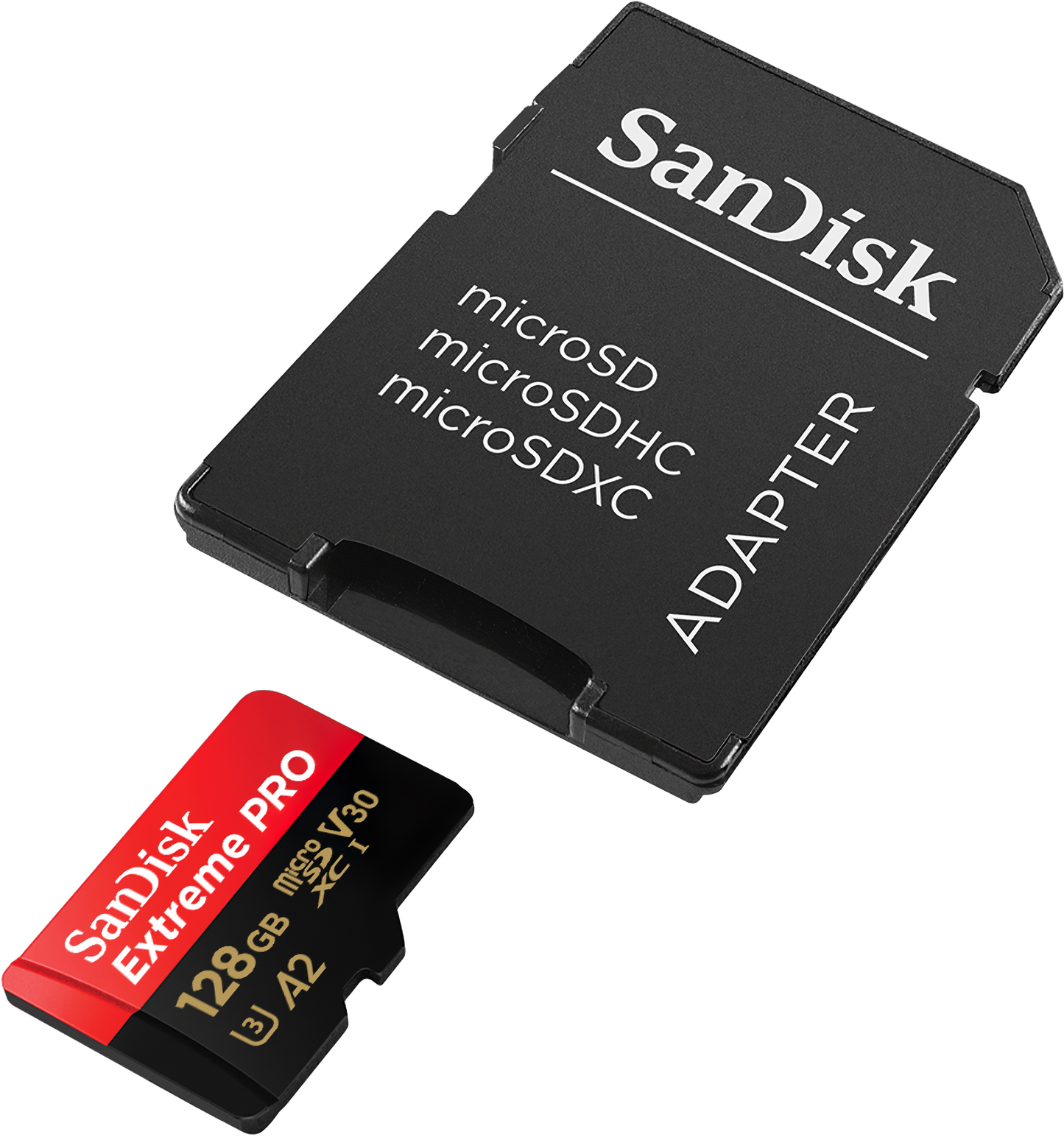 Geheugenkaart microSDXC SanDisk Extreme Pro, 128Gb, Klasse 10 / UHS-1 U3, Met Adapter SDSQXCD-128G-GN6MA