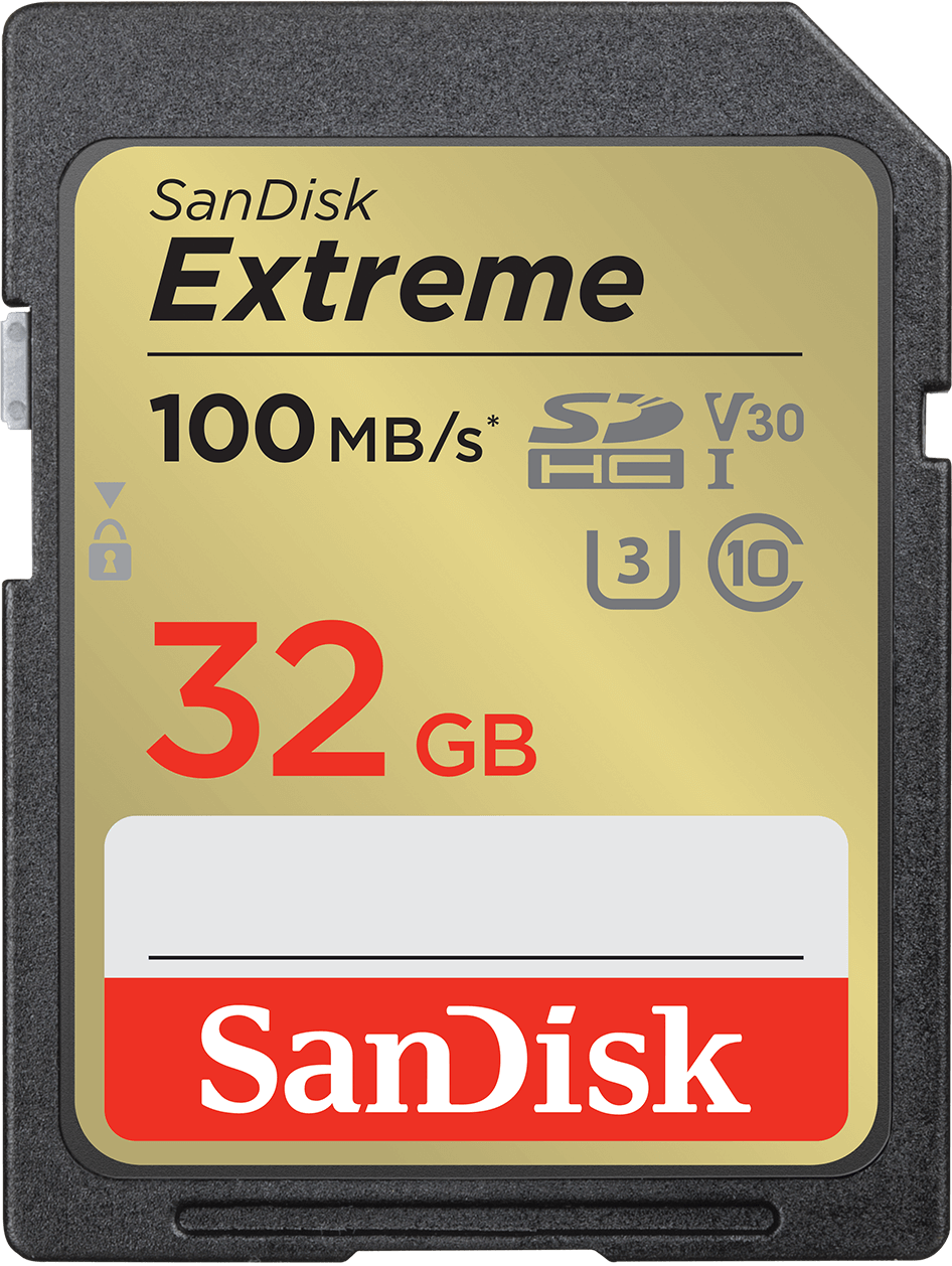 SanDisk Extreme SDHC-geheugenkaart, 32Gb, Klasse 10 / UHS-1 U3 SDSDXVT-032G-GNCIN