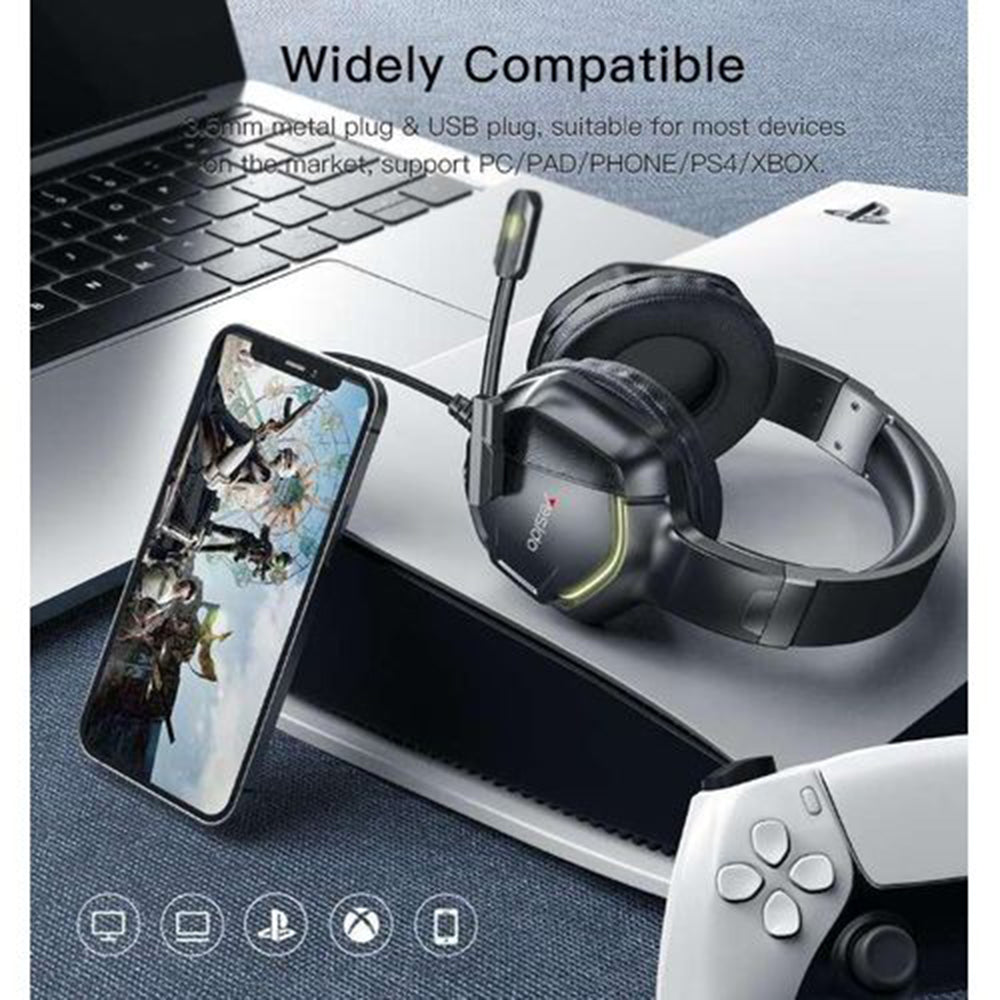 Gaming-Kopfhörer 3.5mm Yesido EK01, RGB, 1.2m, Schwarz
