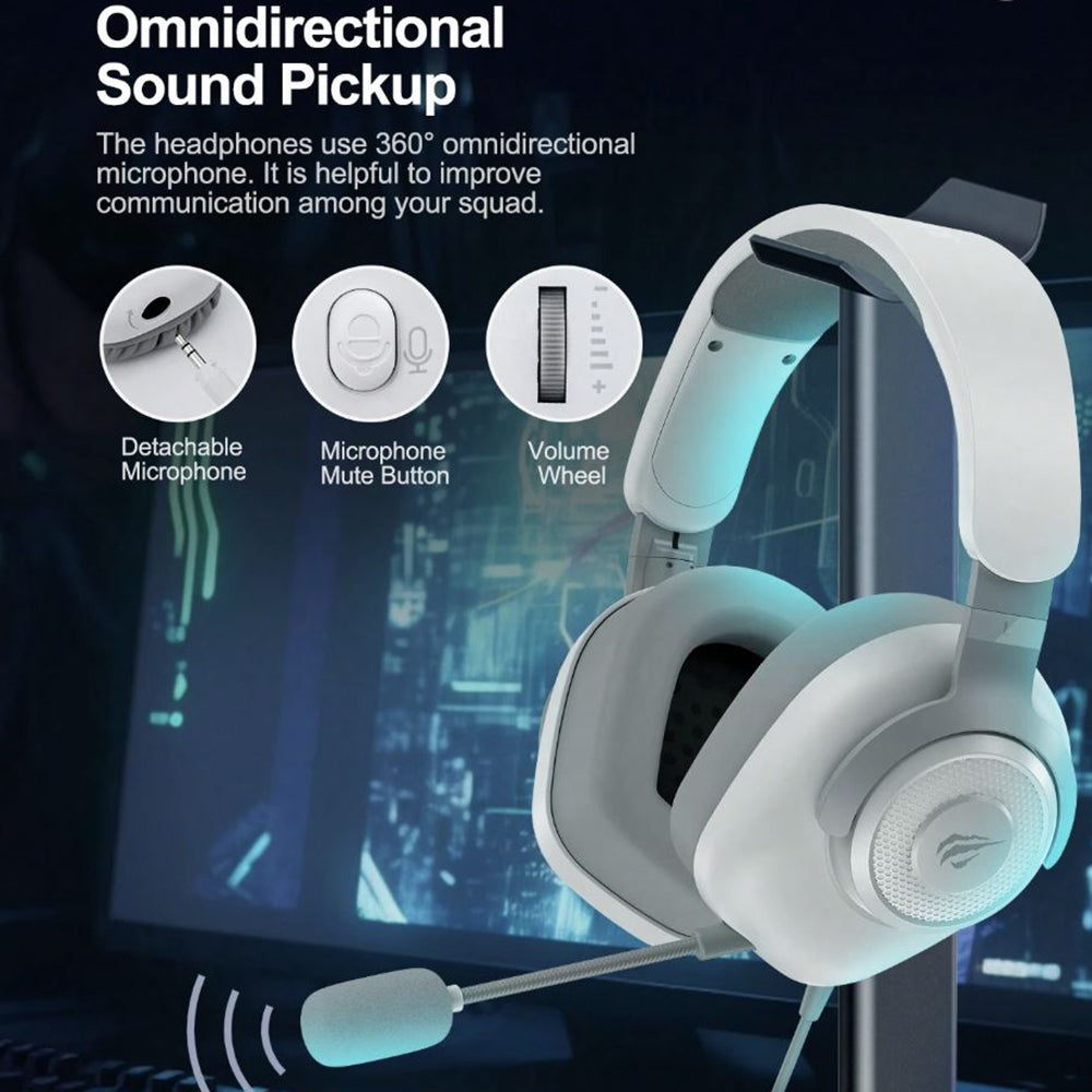 Casque Gaming USB HAVIT H2230U, 1.8m, Blancs