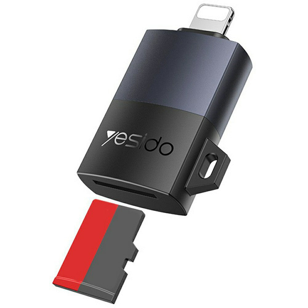 Lecteur de carte Lightning Yesido GS38, microSD, Gris