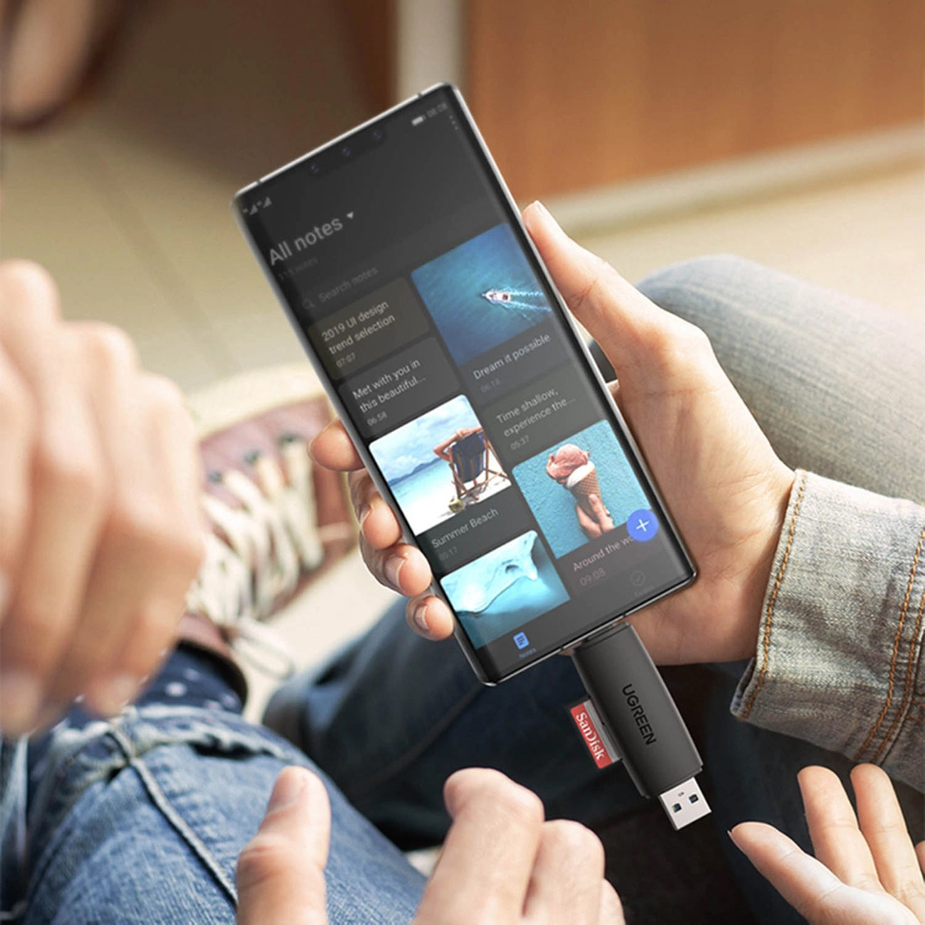 USB / USB-C Card Reader UGREEN CM304, SD - microSD, Black