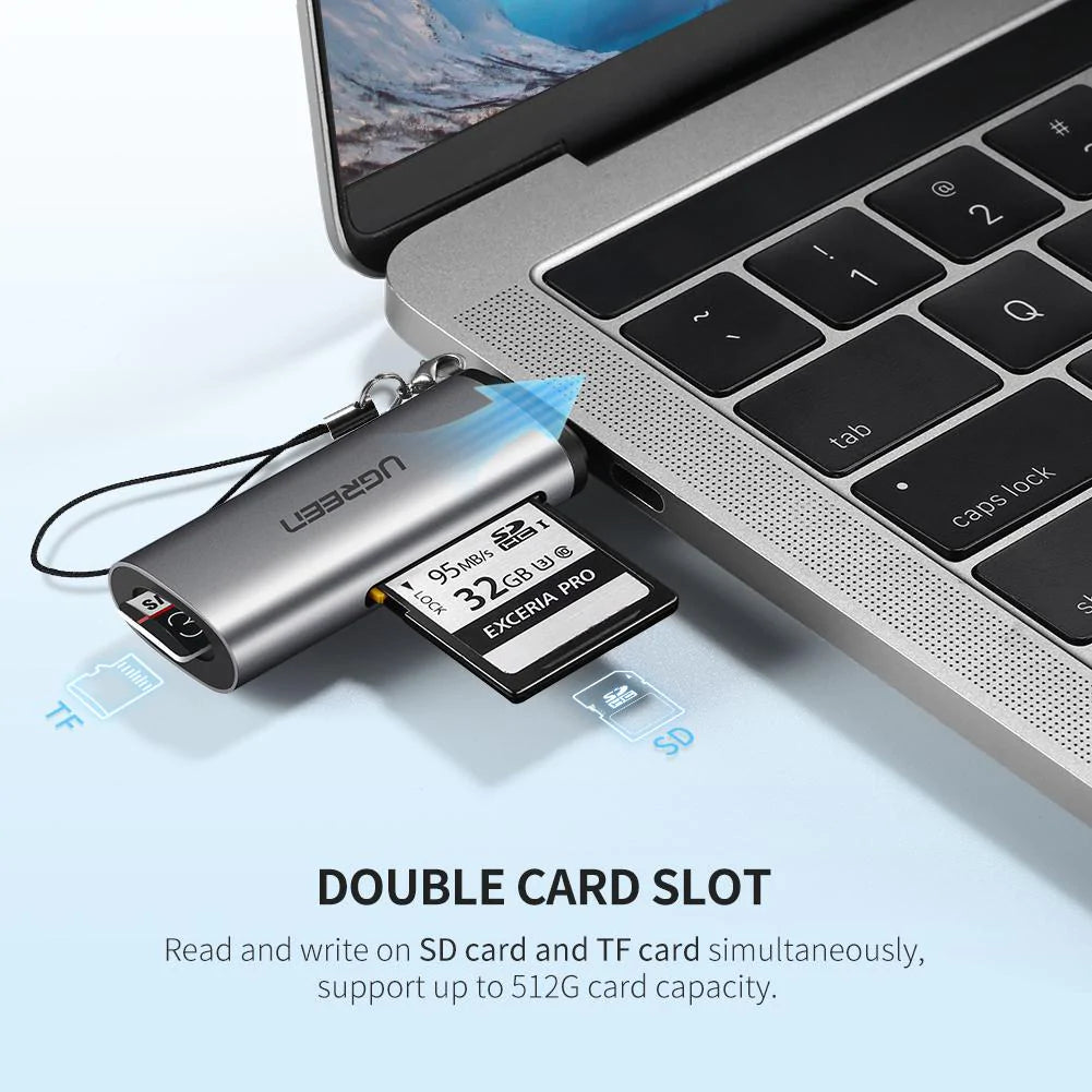 Kaartlezer USB-C UGREEN CM184, SD - microSD, Grijs