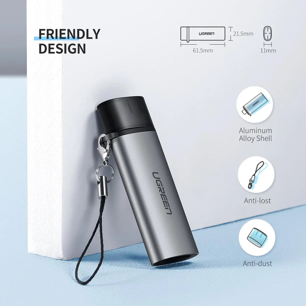 Kaartlezer USB-C UGREEN CM184, SD - microSD, Grijs