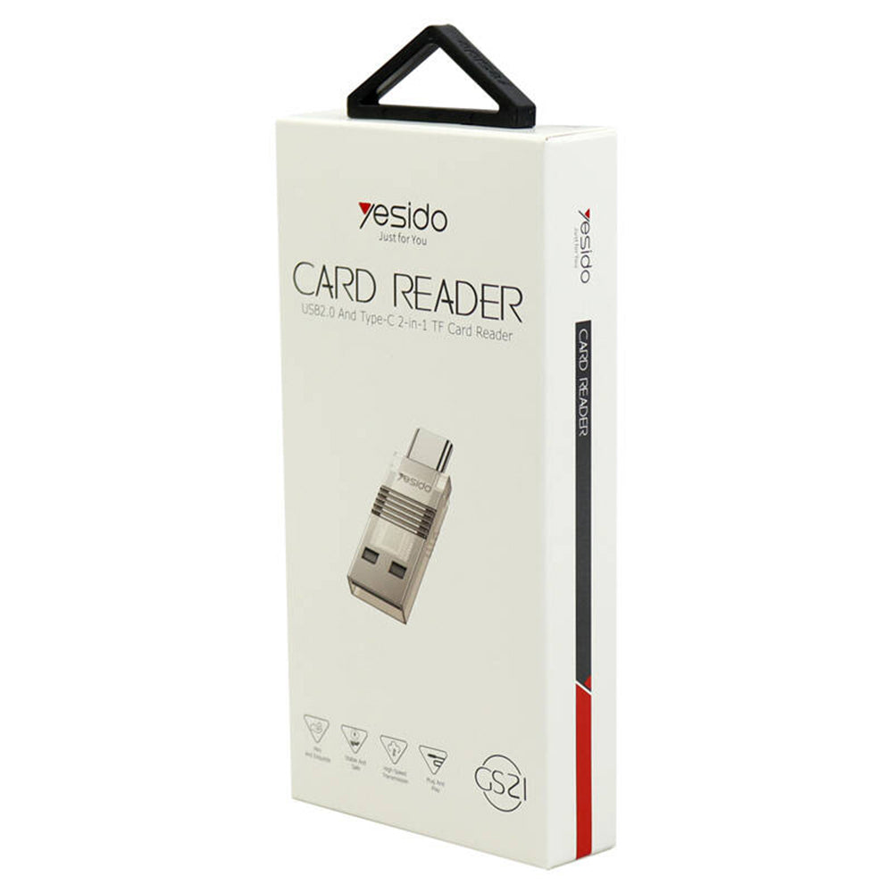 USB / USB-C Kaartlezer Yesido GS21, microSD, Transparant