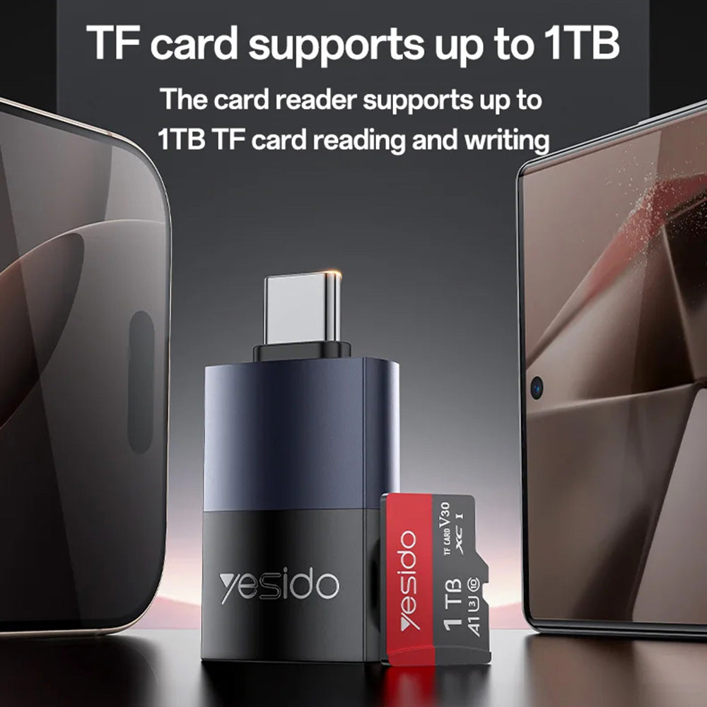 USB-C Kartenleser Yesido GS37, microSD, Schwarz