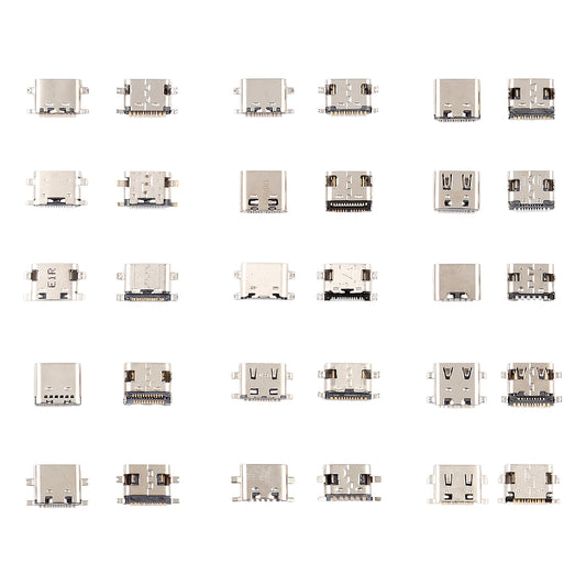 USB-C oplaadconnectoren, verschillende modellen, set 75 stuks