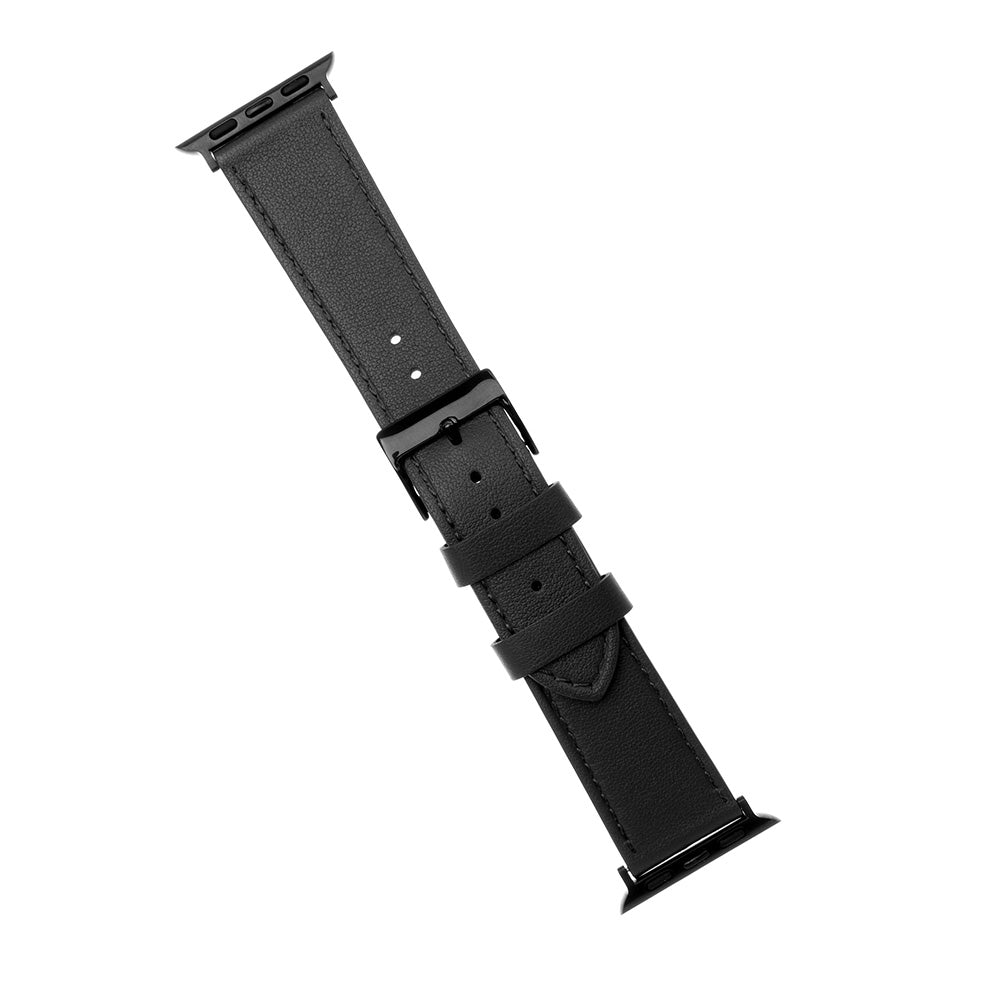 Fixed Leather band voor Apple Watch 49mm / 46mm / 45mm / 44mm / 42mm Series, Zwart