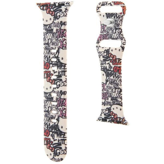 Hello Kitty Silicone Tags Graffiti Strap for Apple Watch 42mm / 41mm / 40mm / 38mm Series, Beige