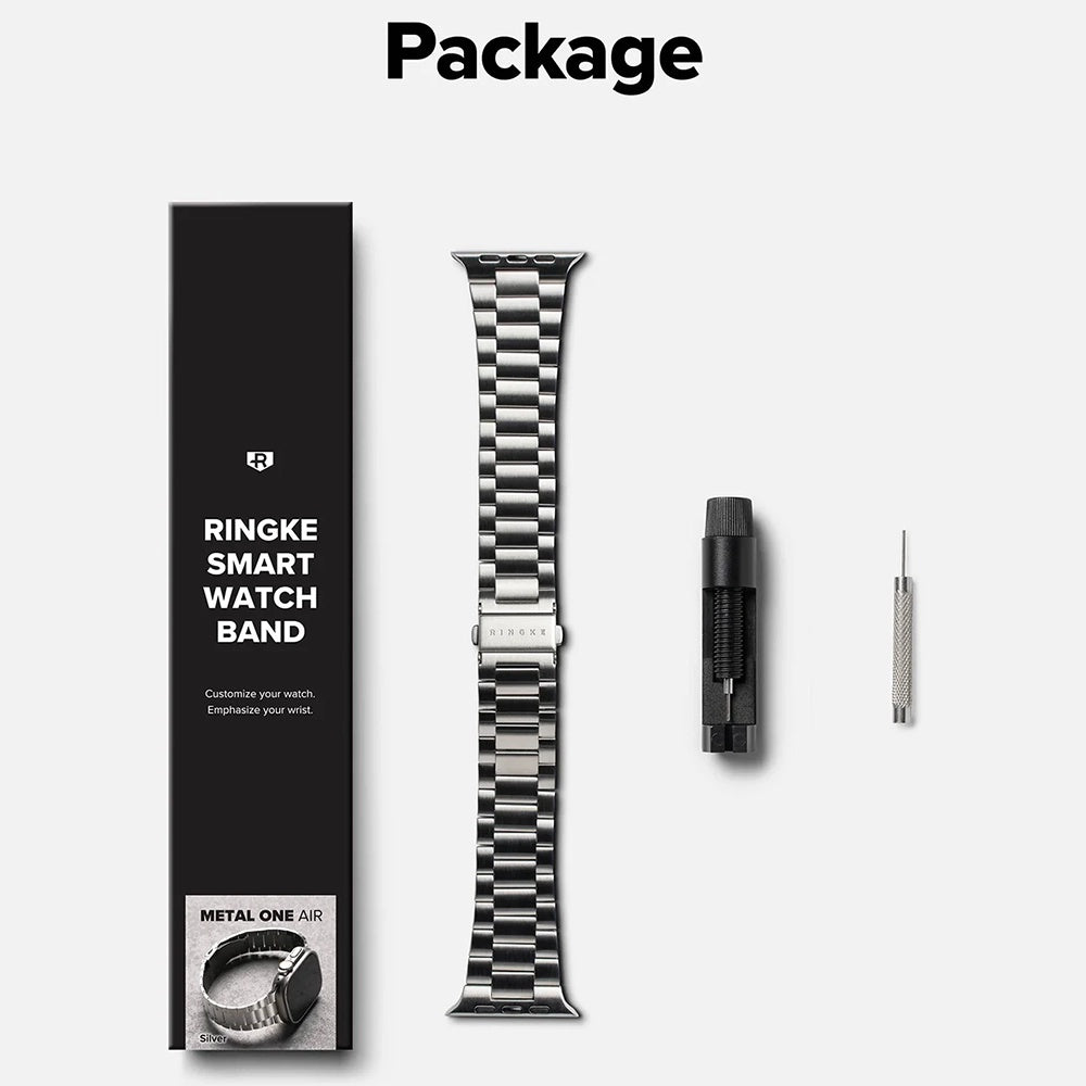 Ringke Metal One Air Armband für Apple Watch 49mm / 46mm / 45mm / 44mm Serie, Silber