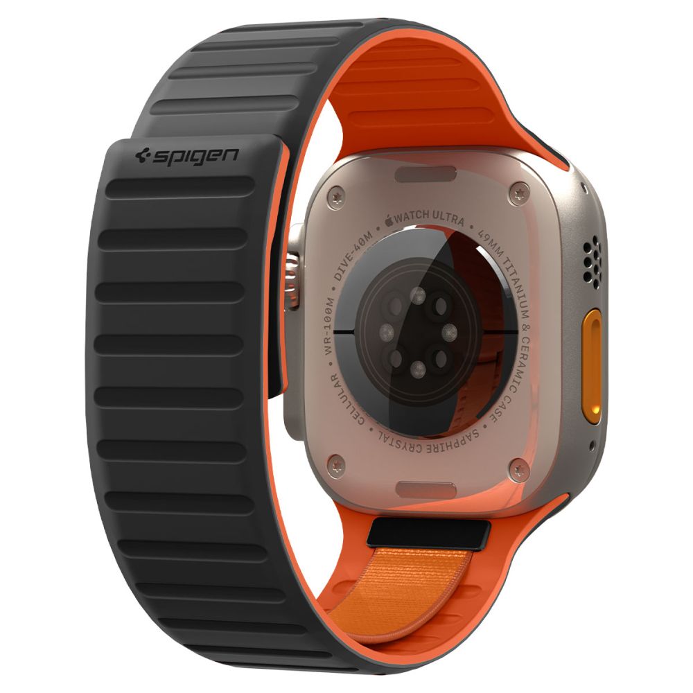 Spigen Athlex Air M Armband für Apple Watch 49mm / 46mm / 45mm / 44mm Serie, Schwarz Orange AMP11534