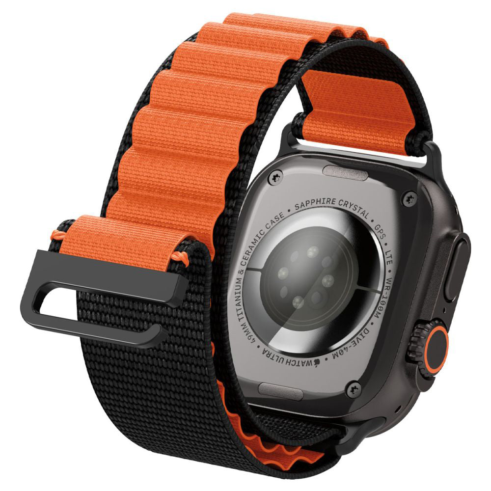 Spigen WBF1 Strap for Apple Watch 49mm / 46mm / 45mm / 44mm Series, Black Orange AMP10145