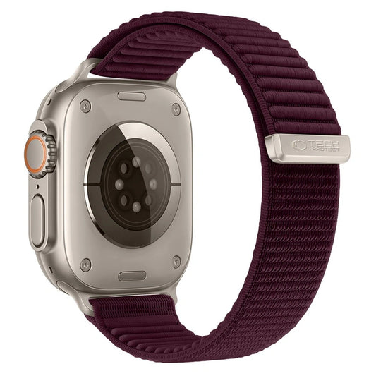Tech-Protect NylonLoop-bandje voor Apple Watch 49 mm / 46 mm / 45 mm / 44 mm Series, bordeauxrood