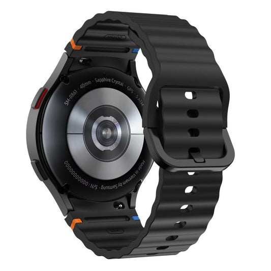 Tech-Protect Silicone Sportbandje voor Samsung Galaxy Watch7 / Watch FE / Watch6 / Watch5 / Watch4-serie, zwart