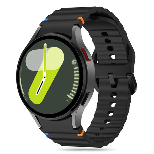 Tech-Protect Silicone Sportbandje voor Samsung Galaxy Watch7 / Watch FE / Watch6 / Watch5 / Watch4-serie, zwart