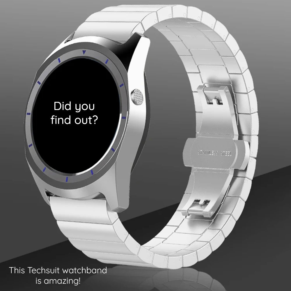 Techsuit W012 Armband für Garmin Instinct / Approach / Fenix Uhrenserie, 20mm, Silberfarben