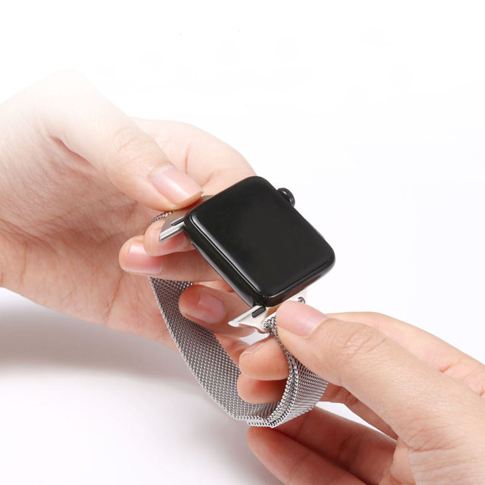Techsuit W034 Armband für Apple Watch 42mm / 41mm / 40mm / 38mm Serie, Schwarz