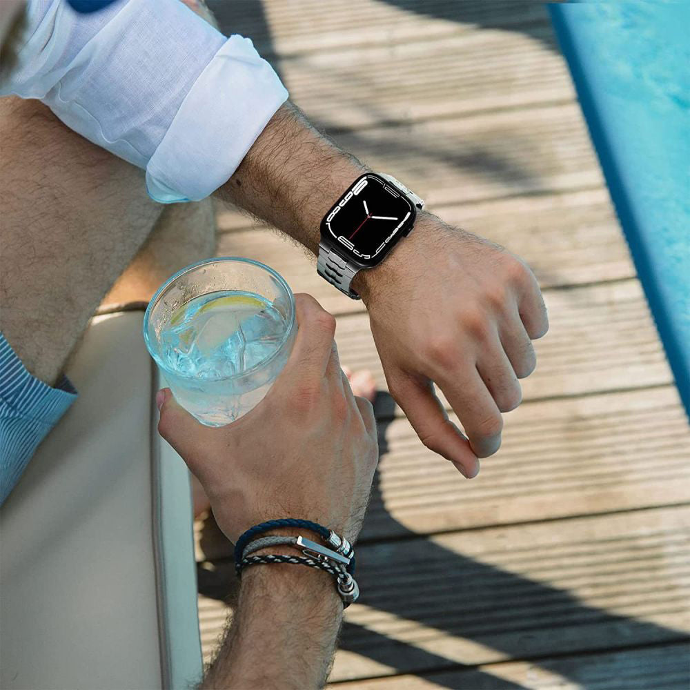 Techsuit W063 Armband für Apple Watch 49mm / 46mm / 45mm / 44mm / 42mm Serie, Schwarz